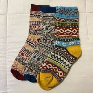 Trendy Geometric/Fair Isle Patterned Socks Trio
